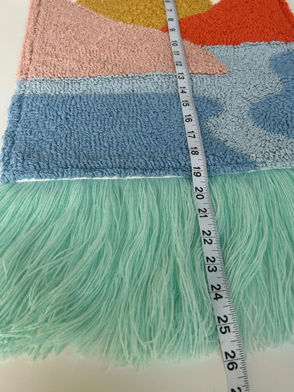 Mountain River Textured Knit Tasseled Wall Art; Canvas Back
